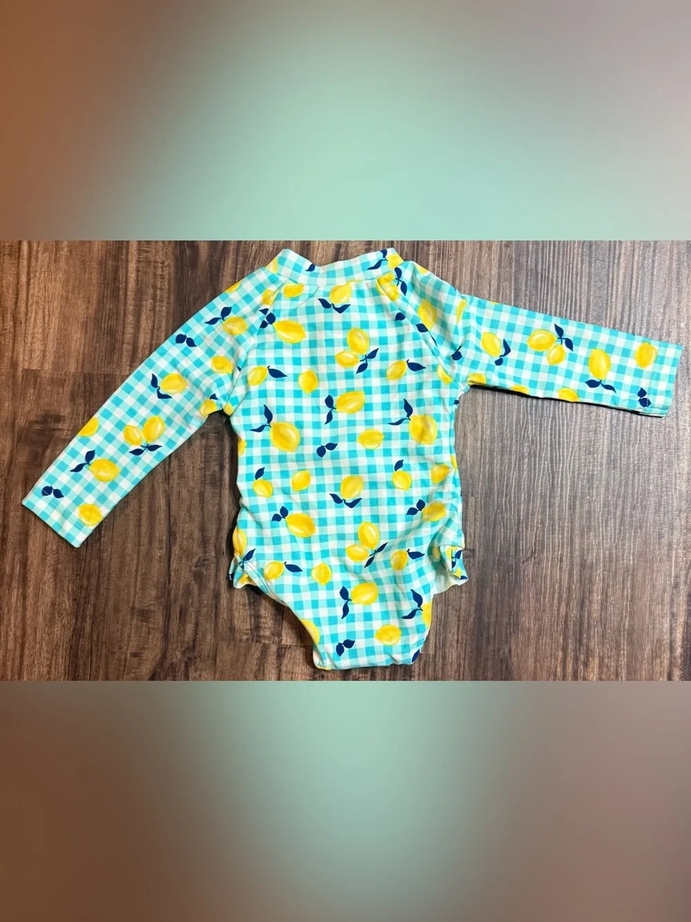 Little Me Yellow Lemon Gingham One-Piece Swimsuit 6-9 Months Girls Bathing Suit